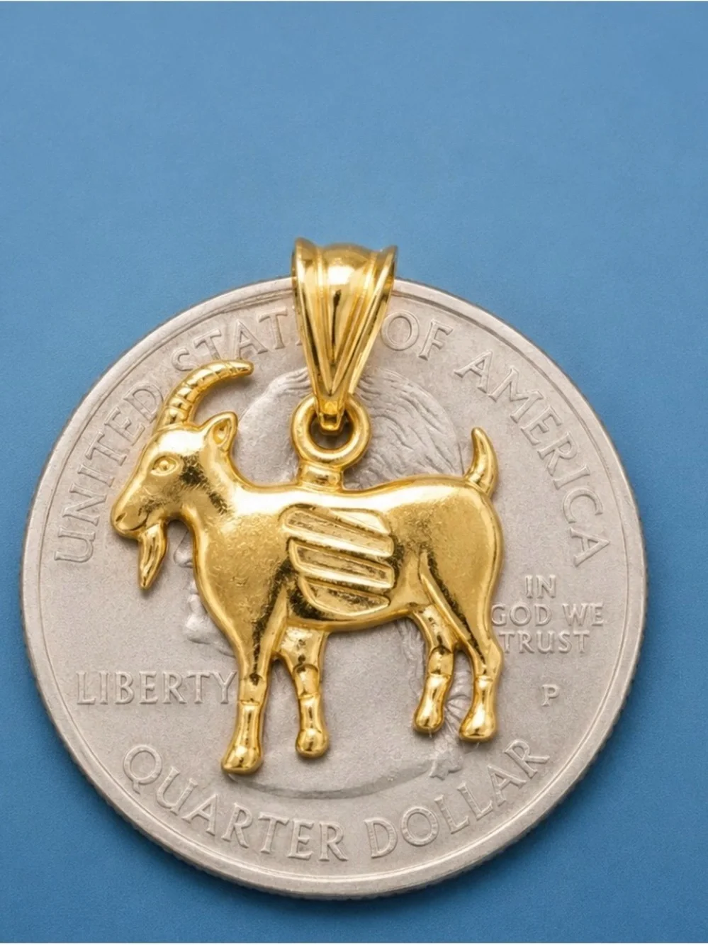 10KT Gold Goat Charm Pendant - Polished Goat Design